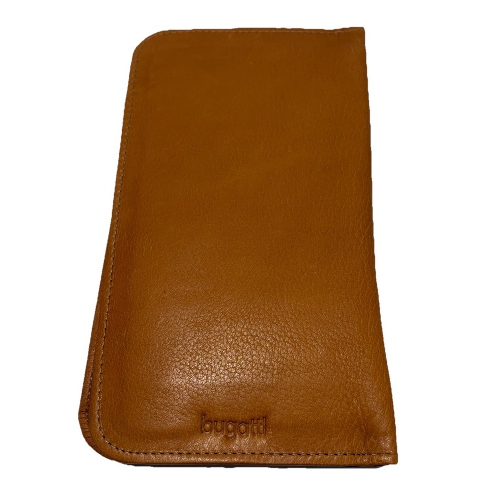 Bugatti Cognac Genuine Full Grain Leather Travel Passport Wallet with AGF Logo